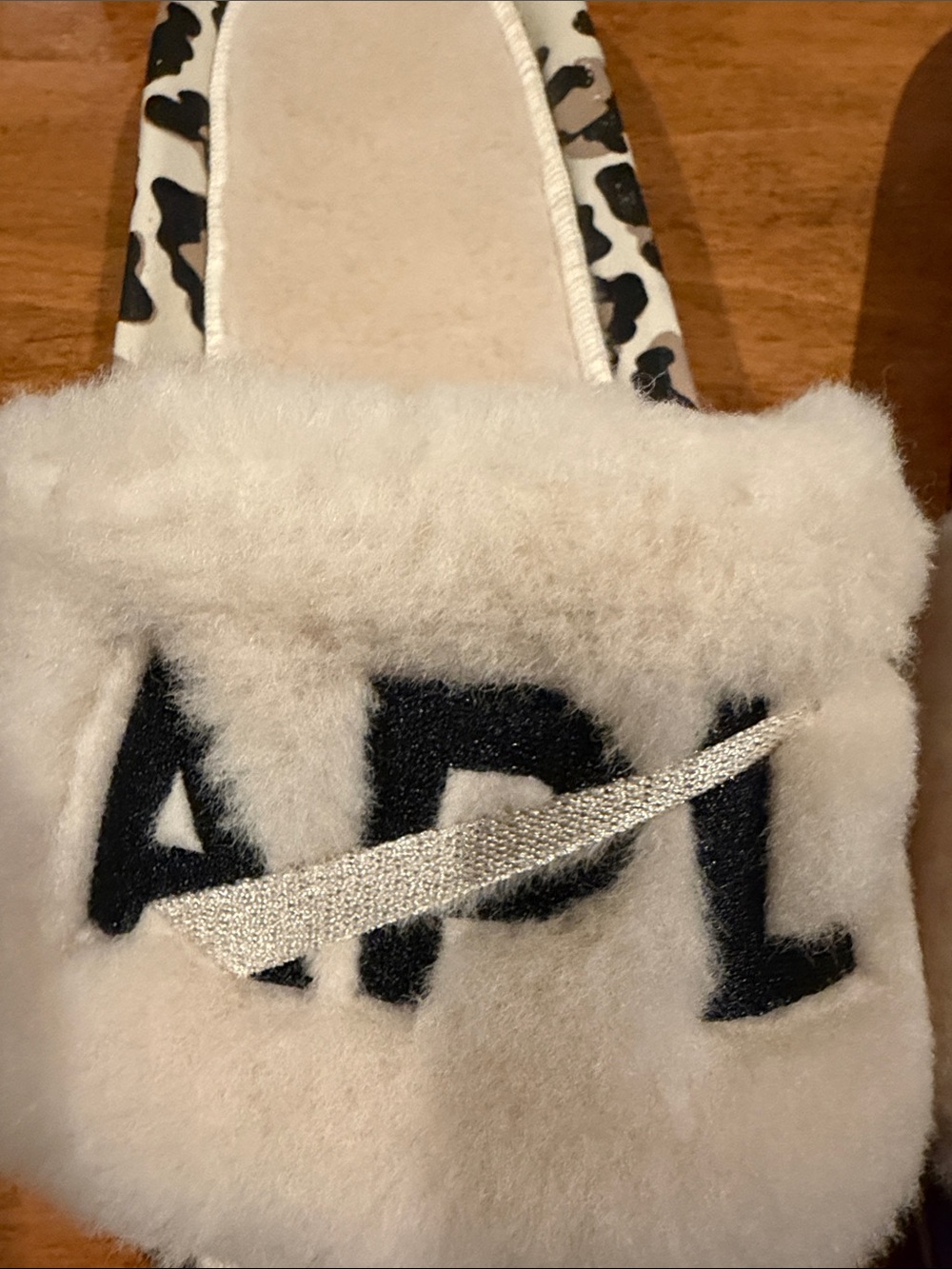 APL Cream Leopard Shearling Slide Sandals - Picture 3 of 6